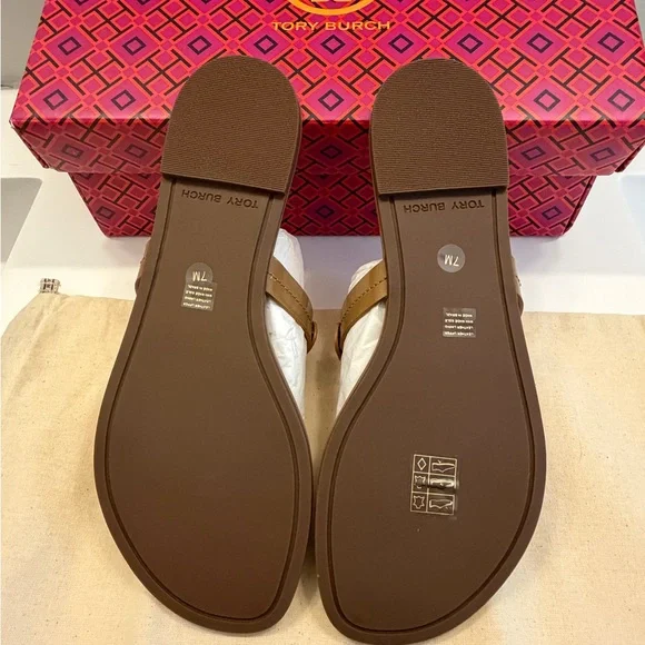 Tory Burch Miller Patent Leather Thong Sandals Brown 7 NEW - Picture 5 of 6
